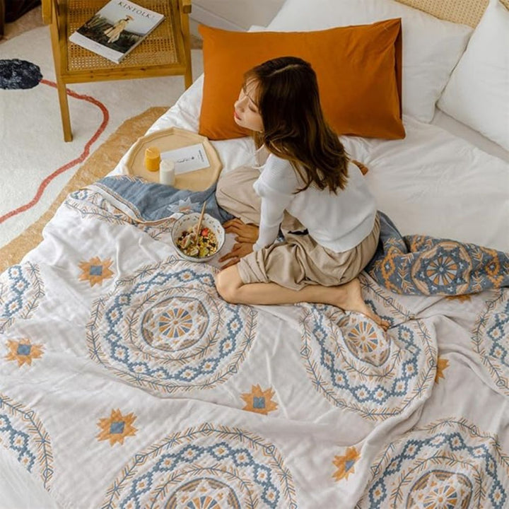 Colverro™ Cotton Mandala Throw Blanket with a Boho Pattern for Couch &amp; Bed