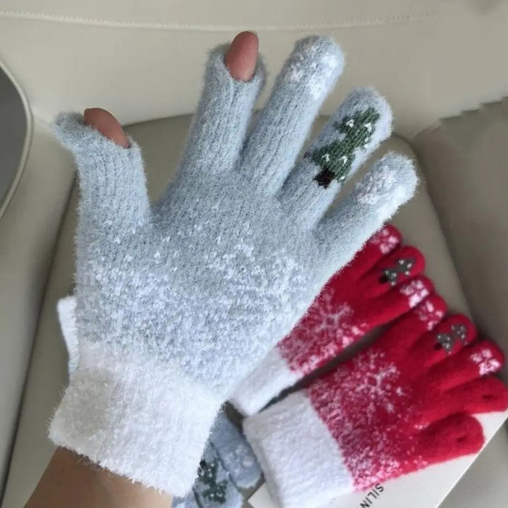 Colverro™ Festive Fleece-Lined Convertible Fingerless Knit Gloves