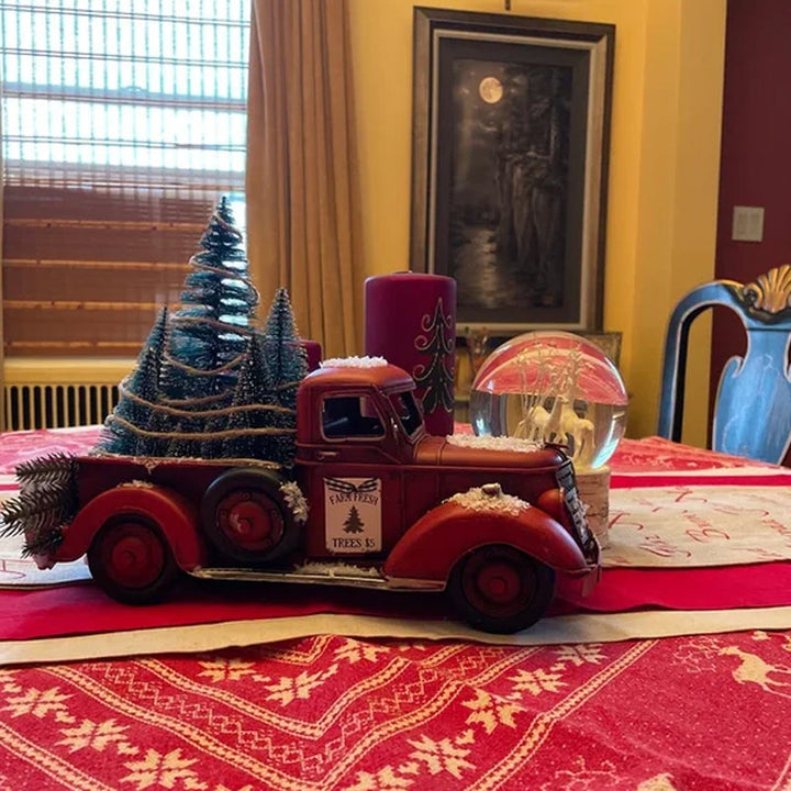 Colverro™ Red Farm Truck Christmas Decoration with Lighted Trees
