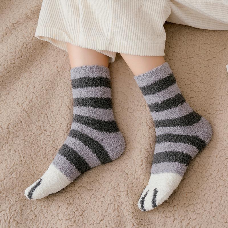 Colverro™ Cozy Cat Paw Socks in Soft Coral Fleece, One Size Fits Most