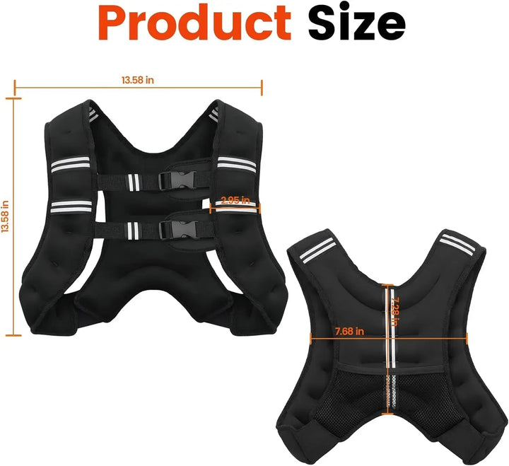 Colverro™ Adjustable Weighted Vest with Reflective Stripes and Iron Sand