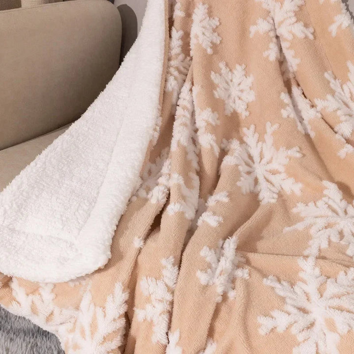 Colverro™ Christmas Wool Throw Blanket with Snowflakes for Couch and Bed
