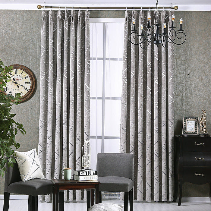 Colverro Chenille Blackout Curtain Panel with Geometric Pattern