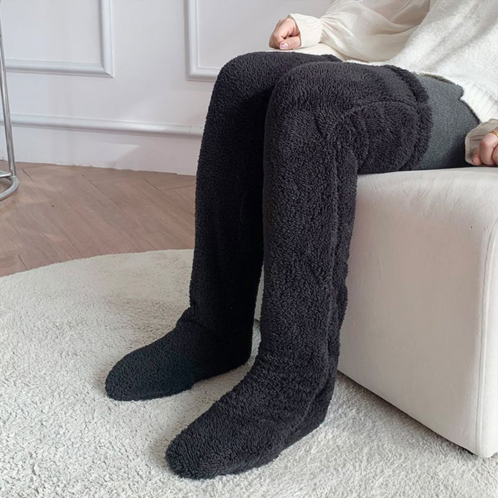 Fuzzy lilac over-the-knee plush socks