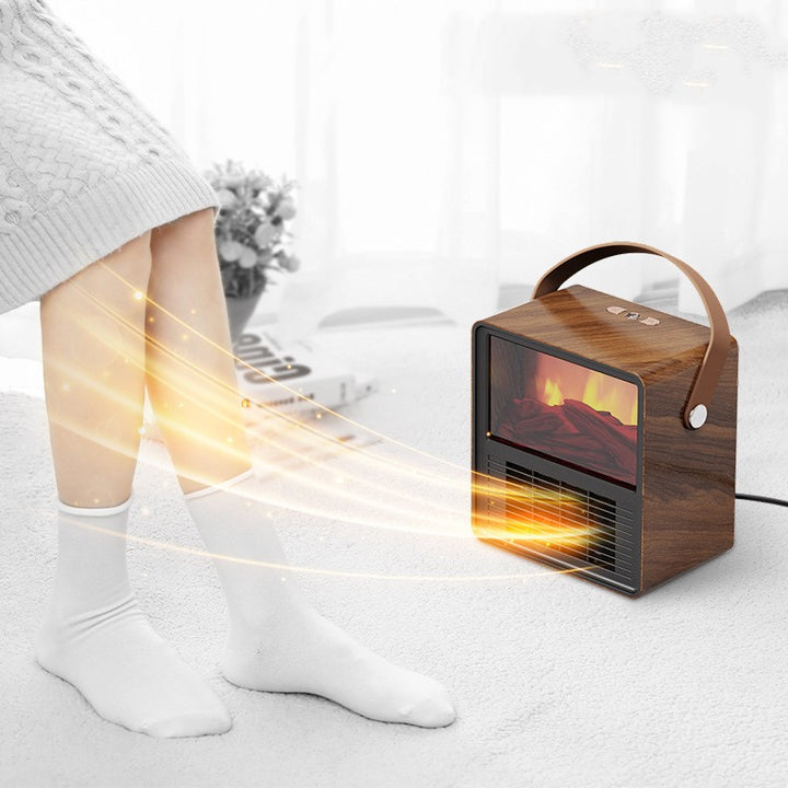 Wood grain fireplace style ceramic heater