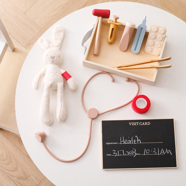 Wooden kids doctor kit with stethoscope