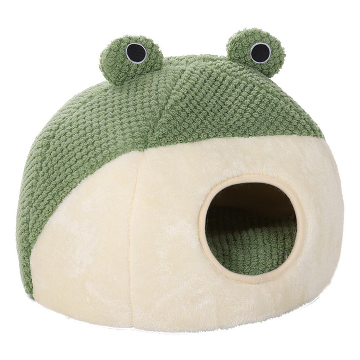 Frog Shape Plush Pet Bed for Cats and Small Dogs
