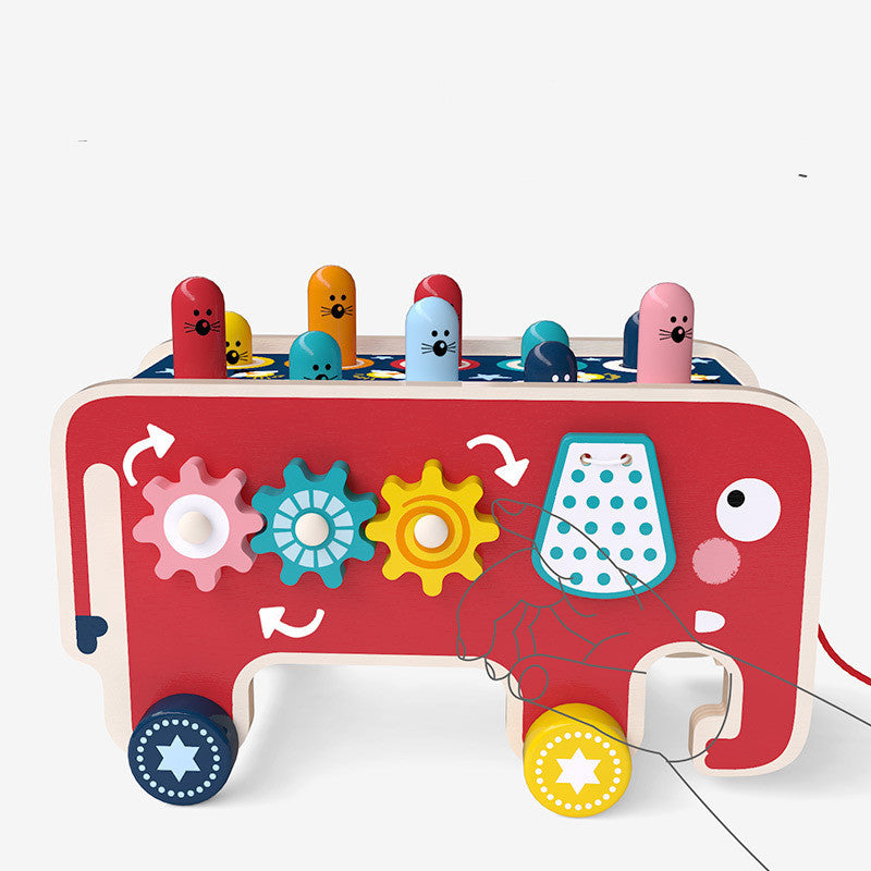 Wooden elephant pounding bench toy