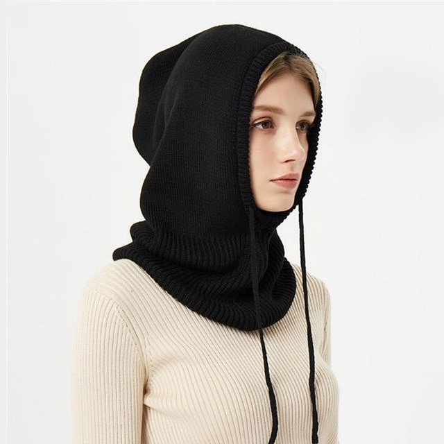 Colverro™ Hooded Knit Winter Hat with Adjustable Drawstrings