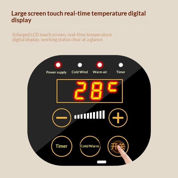 White wall-mounted heater with large touch display