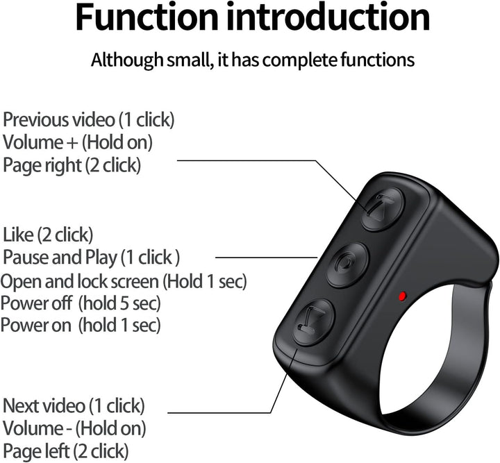 Colverro™ Bluetooth Scrolling Ring Remote for Phone, Videos and E-Books
