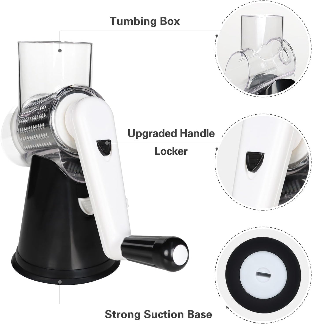 Colverro™ Rotary Cheese and Vegetable Grater with Suction Base