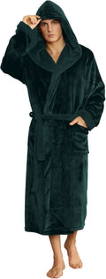 Colverro™ Men's Hooded Fleece Bathrobe with Belt and Deep Pockets