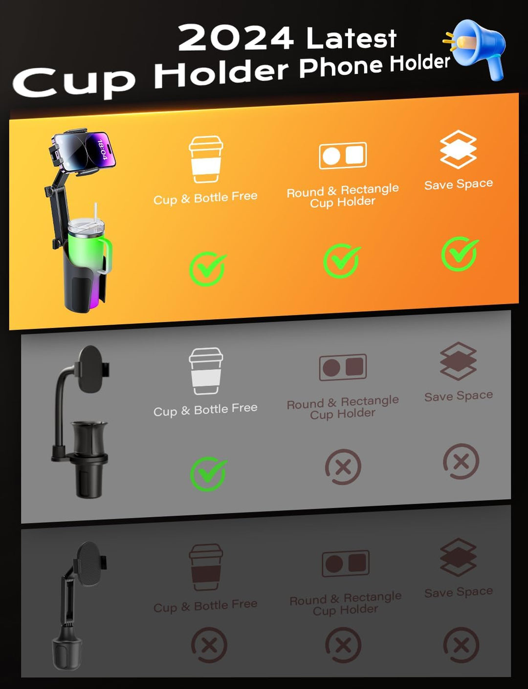 Colverro™ Cup Holder Phone Mount for Car with Adjustable Height