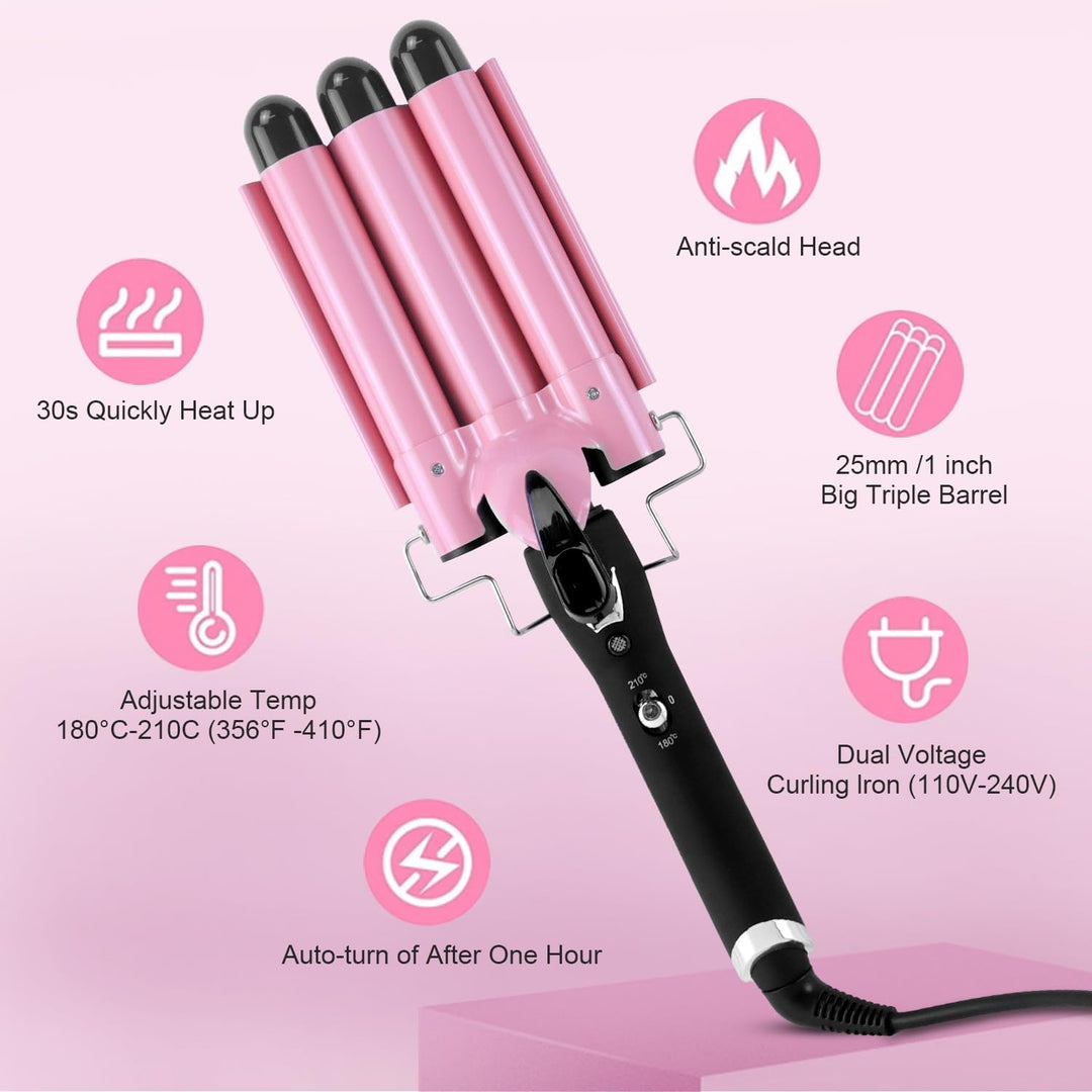 Colverro™ 3 Barrel Curling Iron Hair Waver with LCD and Ceramic Coating
