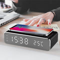 Mirror LED alarm clock with wireless charger