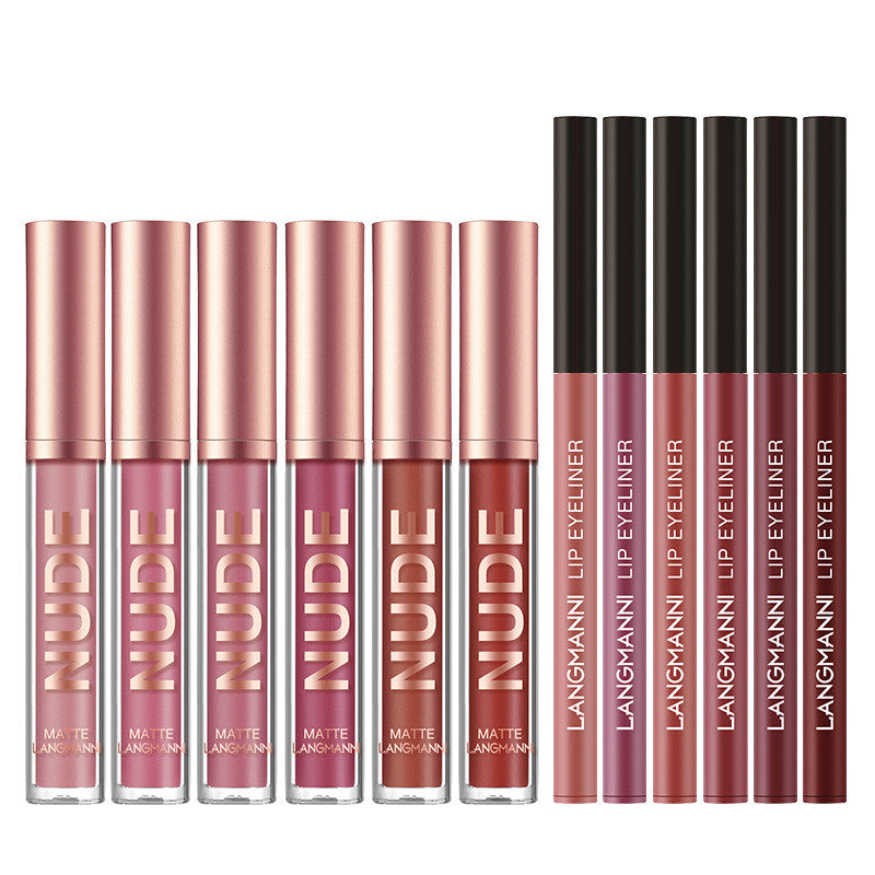 Twelve-piece matte lipstick and lip liner gift set