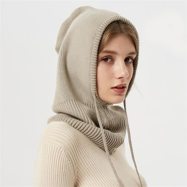 Colverro™ Hooded Knit Winter Hat with Adjustable Drawstrings