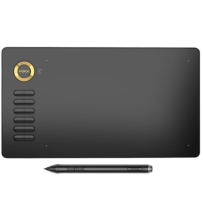 Black graphics drawing tablet with pen