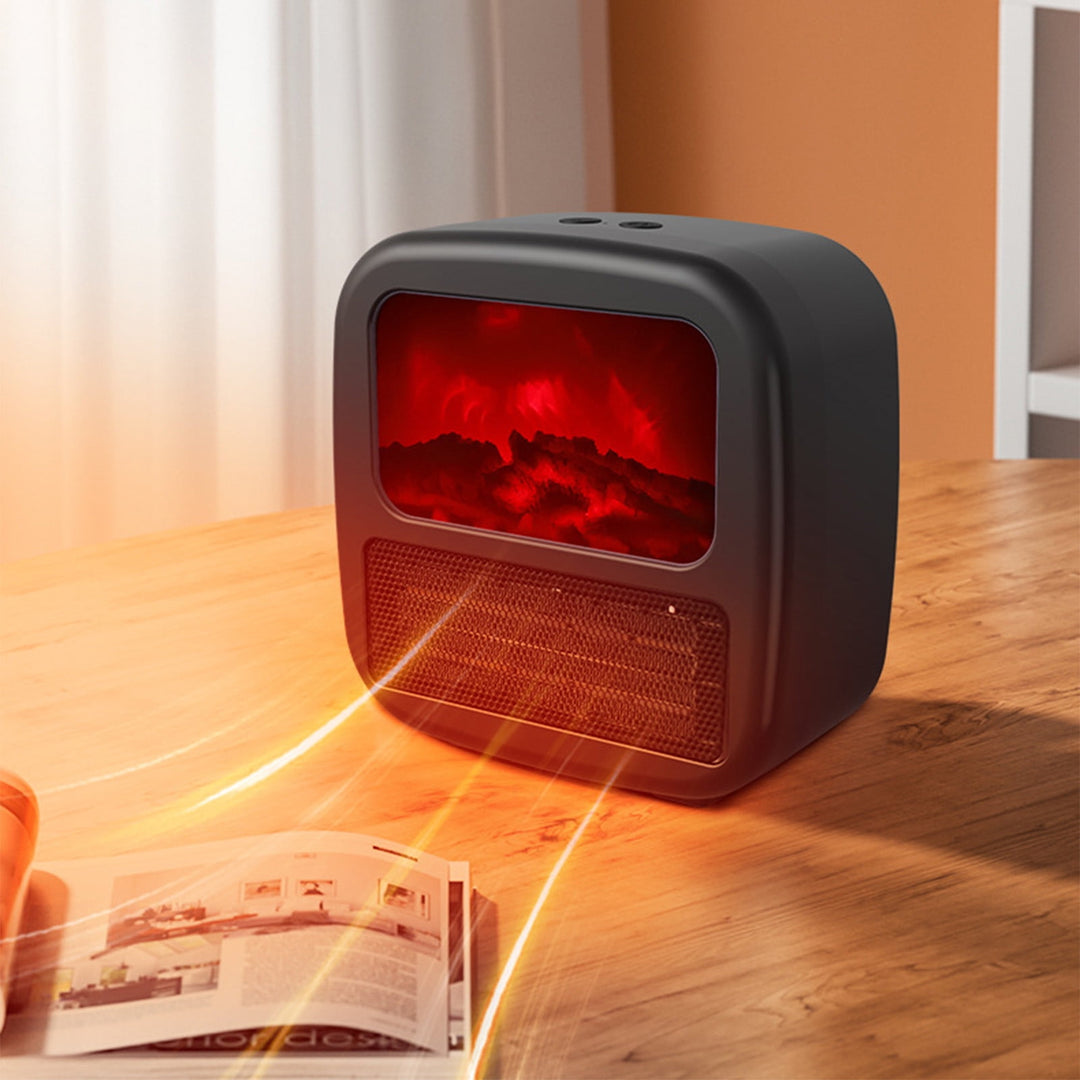 Mini fireplace desk heater with flame effect