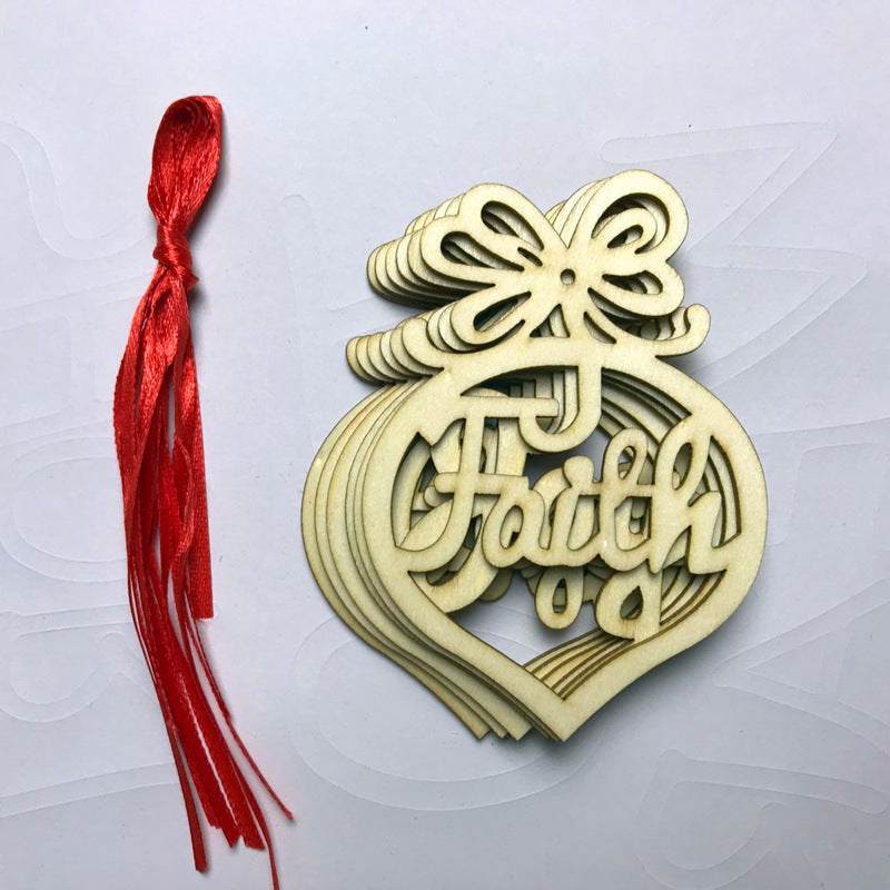 Colverro™ Wooden Word Christmas Ornaments – Set of 6 With Ribbons
