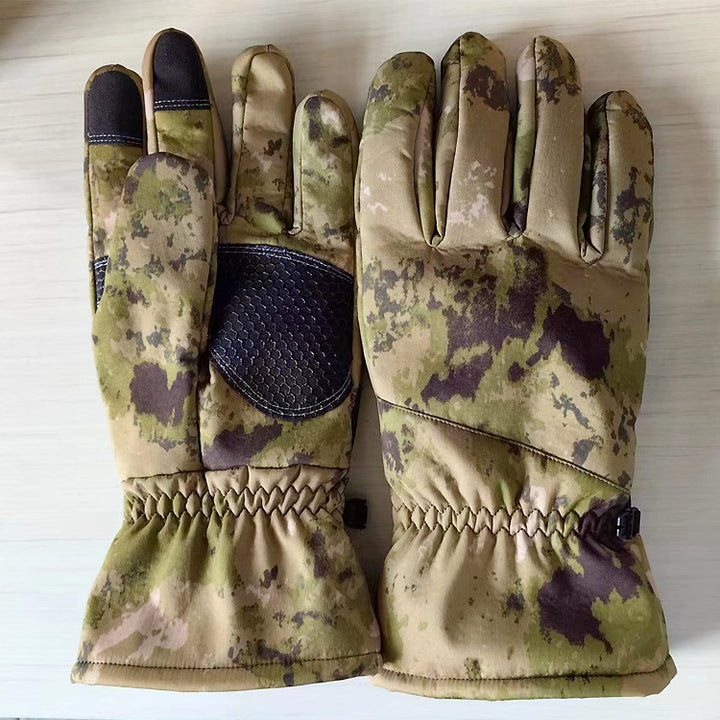 Black softshell winter gloves