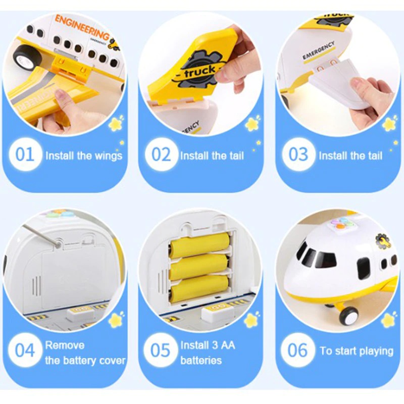 Colverro™ XL Airplane Toy Set with Cars, Crane and Road Signs, 20 Pieces