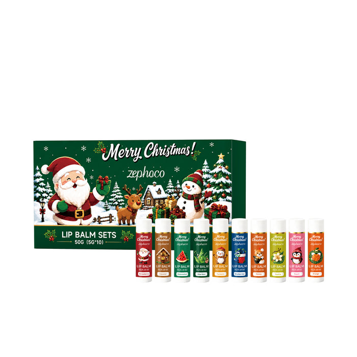 Colverro Christmas Lip Balm Gift Box with 10 Fruity Sticks