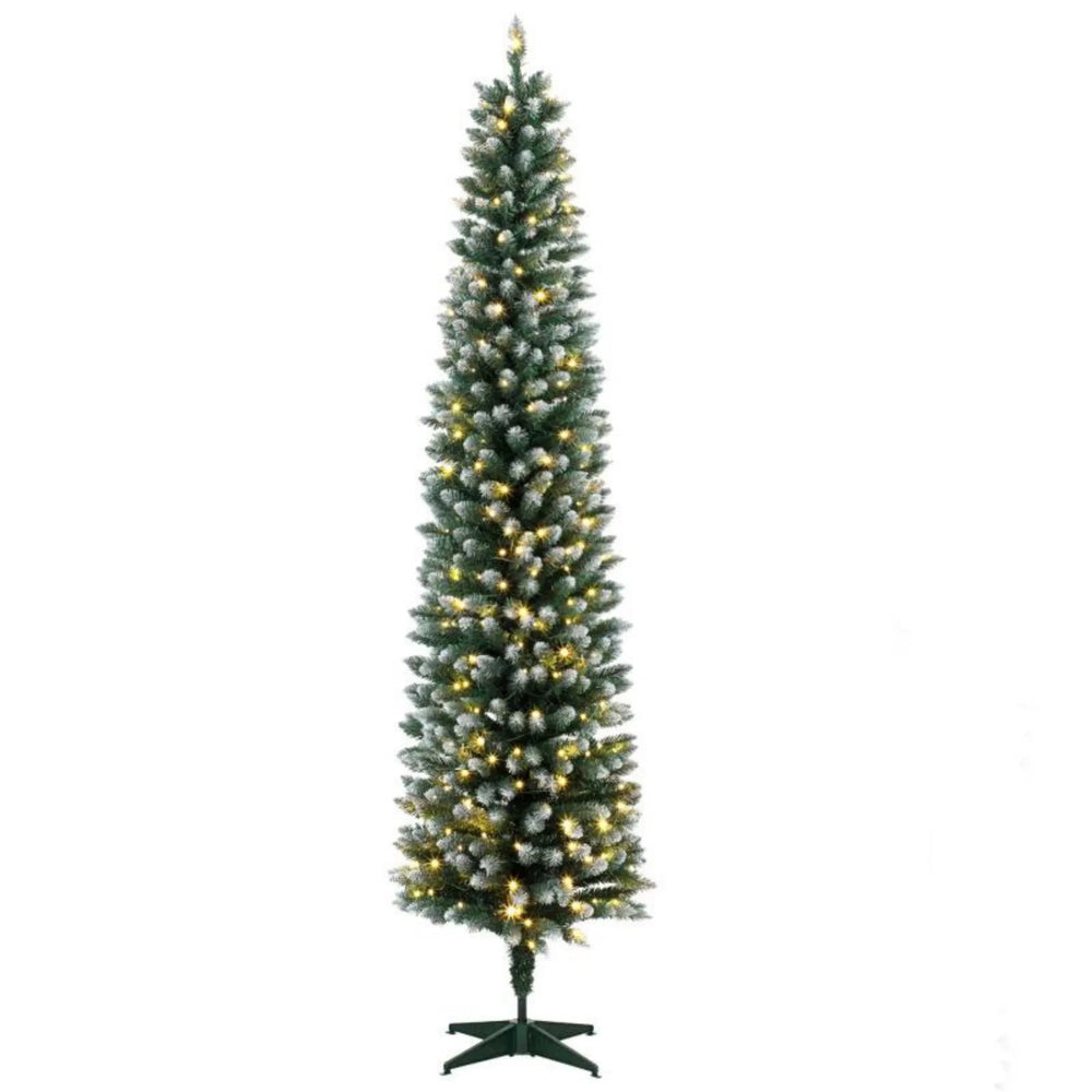 Slim frosted pre-lit pencil Christmas tree