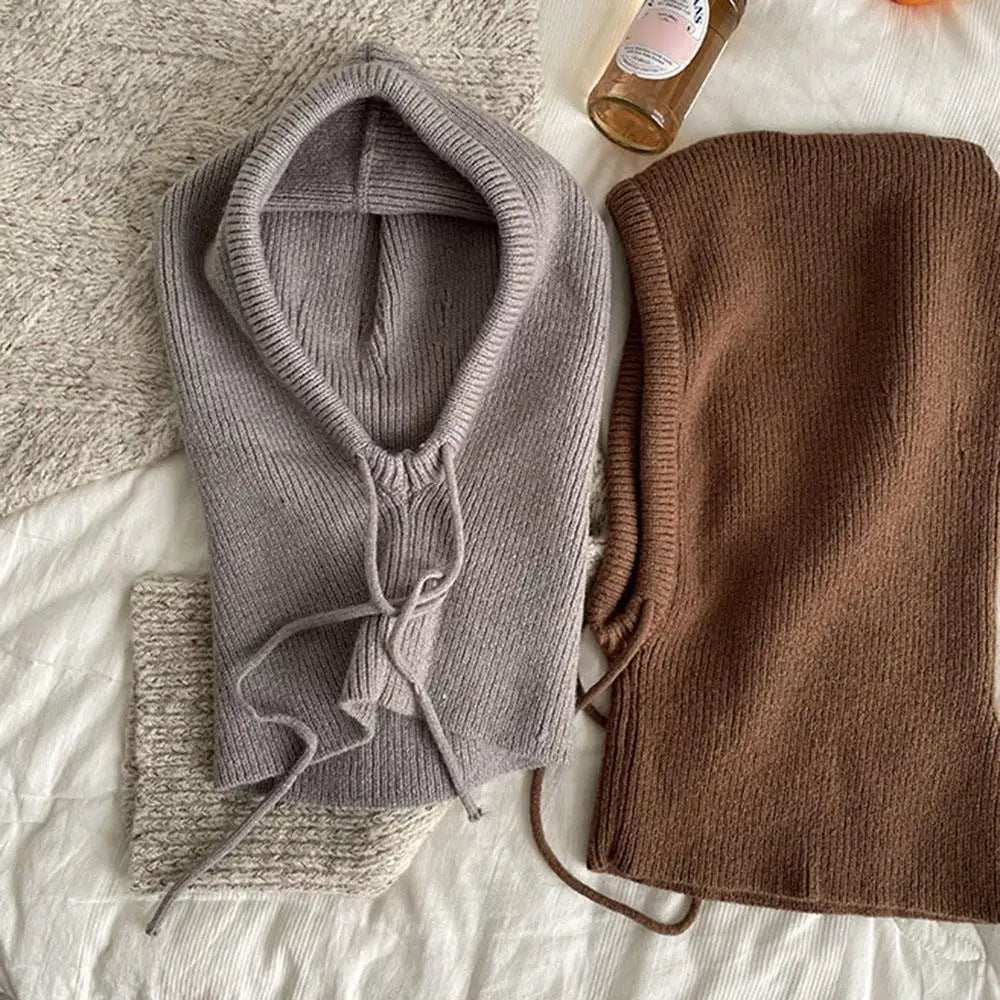 Colverro™ Cashmere Knit Hooded Balaclava with Built-In Neck Warmer