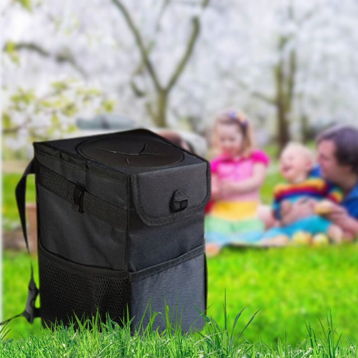 Colverro™ Hanging Waterproof Car Trash Can with Lid and Storage Pockets