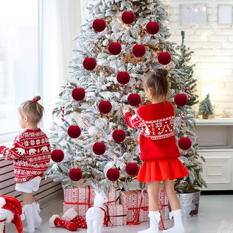 Colverro™ Velvet Christmas Ornaments Set of 12 with Soft Matte Finish