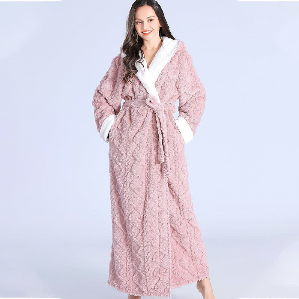 Colverro™ Long Plush Hooded Robe with Two Large Front Pockets