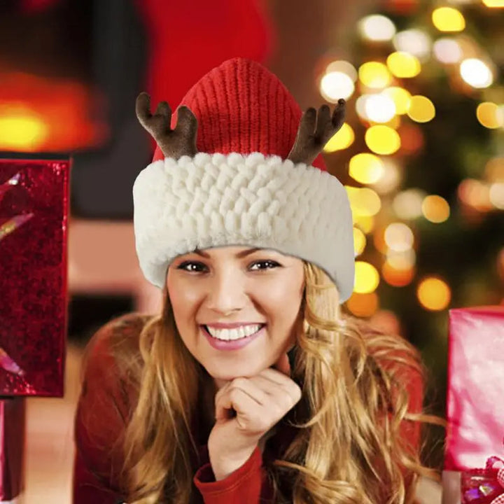 Colverro™ Cozy Reindeer Antler Knit Hat – Warm Cotton Winter Beanie