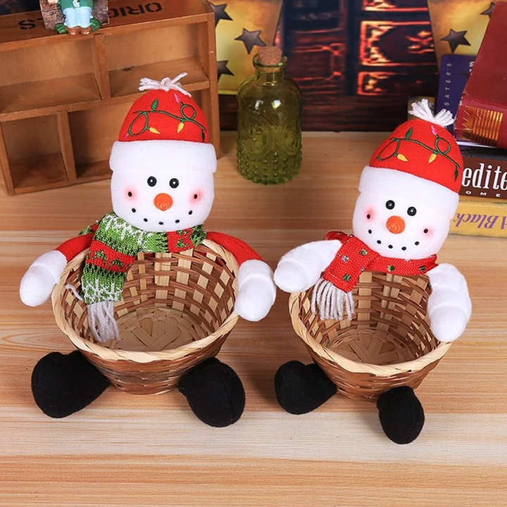 Colverro™ Woven Christmas Candy Basket with Embroidered Characters
