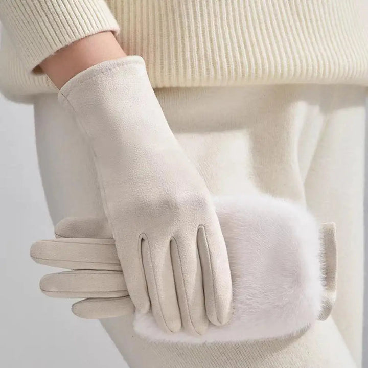 Colverro™ Suede Touchscreen Winter Gloves with Cozy Fur Trim