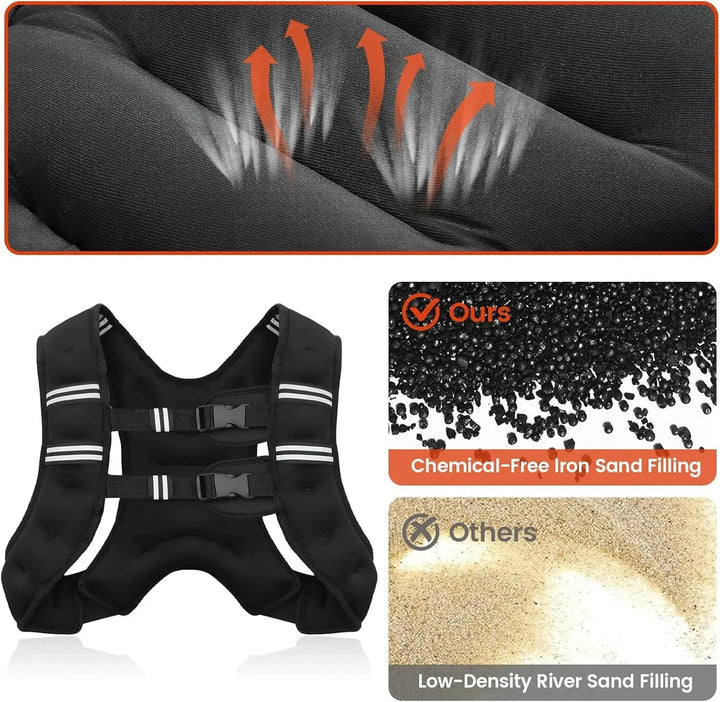 Colverro™ Adjustable Weighted Vest with Reflective Stripes and Iron Sand