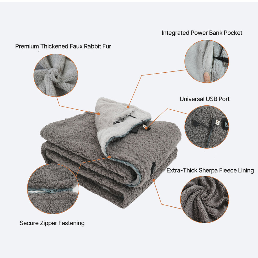 Colverro™ Sherpa &amp; Faux Fur USB Heated Throw with 3 Heat Levels
