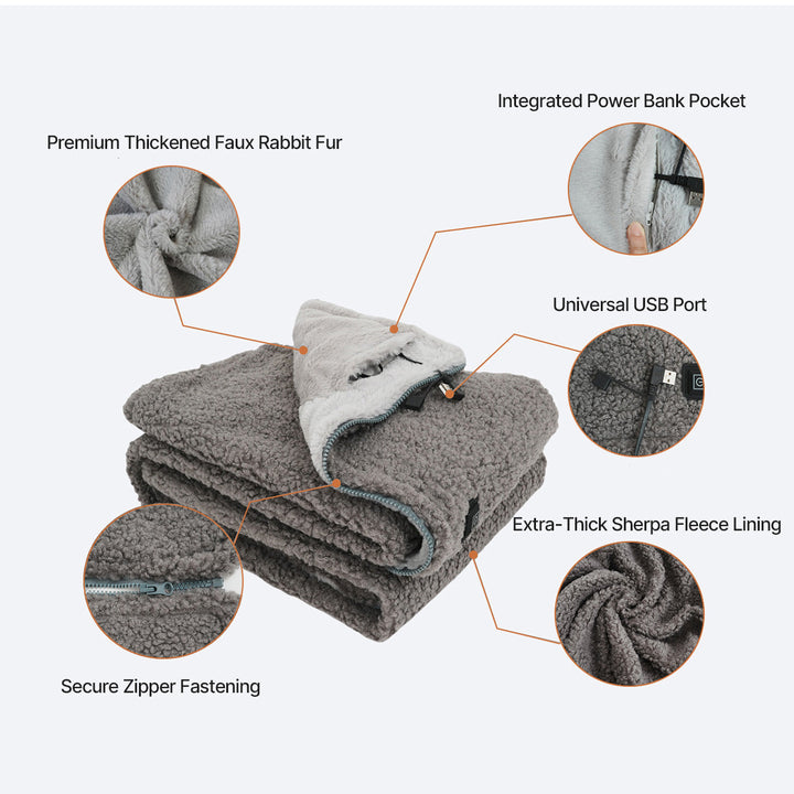 Colverro™ Sherpa &amp; Faux Fur USB Heated Throw with 3 Heat Levels