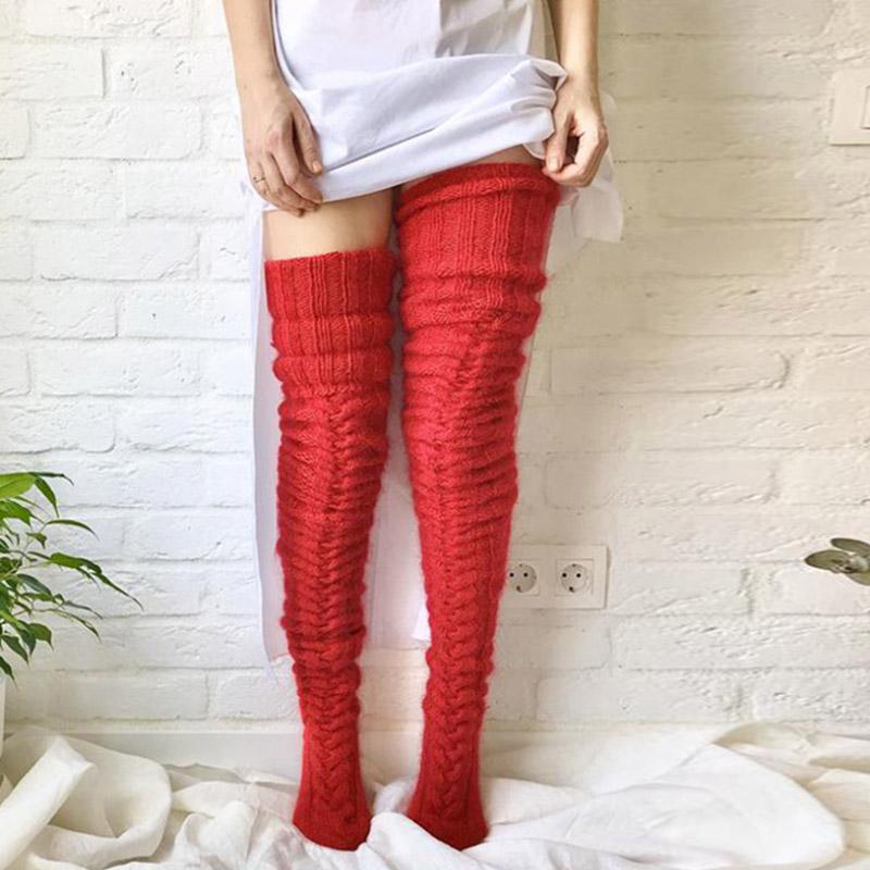 Colverro™ Hand-Knitted Long Knee Socks in Soft Ribbed Knit