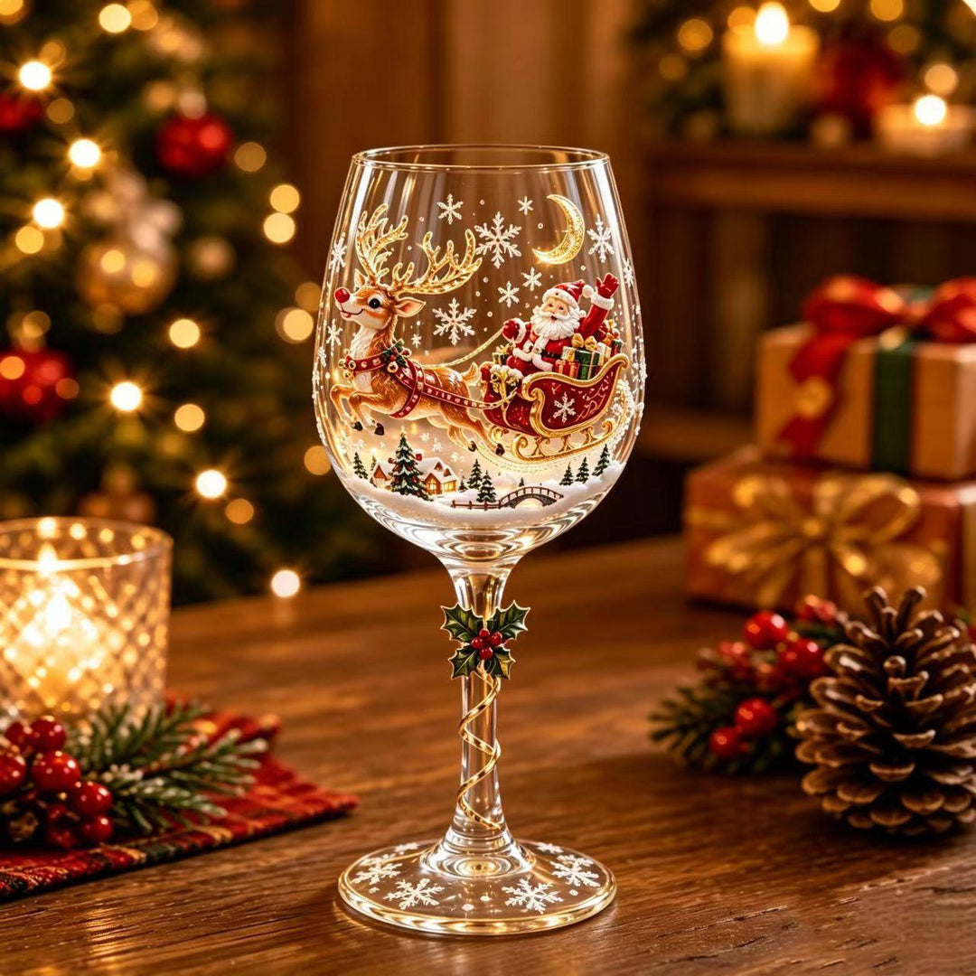 Christmas wine glass with Santa stem