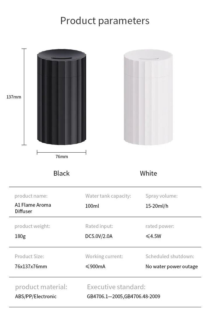 Flame Effect Humidifier and Essential Oil Diffuser, 100 ml