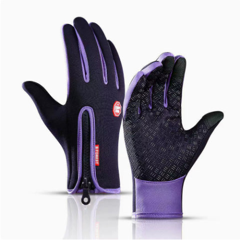 Black touchscreen winter gloves with zip cuff