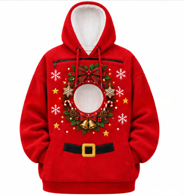 Colverro Christmas Pet Pocket Hoodie with Peek-Out Opening