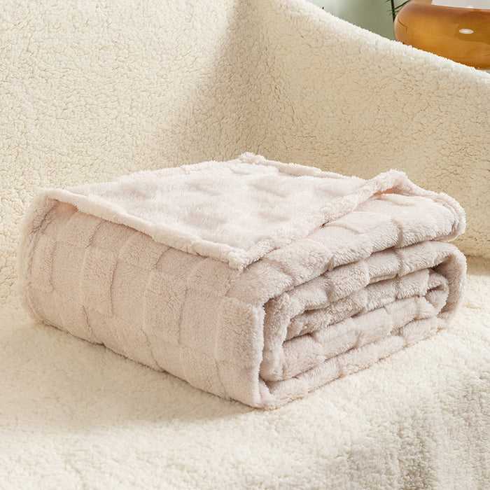 Colverro Checkered Jacquard Plush Throw Blanket, Machine Washable