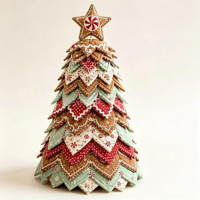 Colverro Handmade Folded Fabric Christmas Tree with Topper