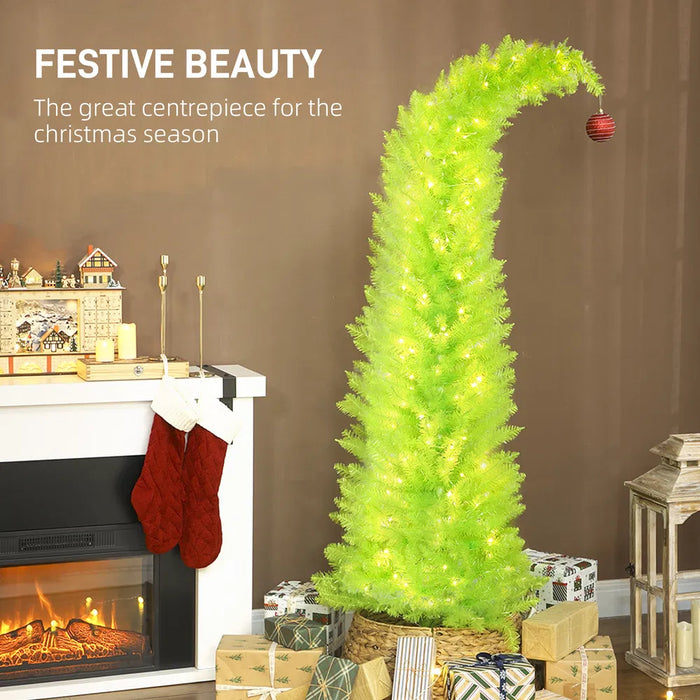 Colverro 6 ft Whimsical Pre-Lit Christmas Tree with Bent Top
