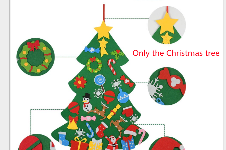 Green felt Christmas tree with colorful felt ornaments
