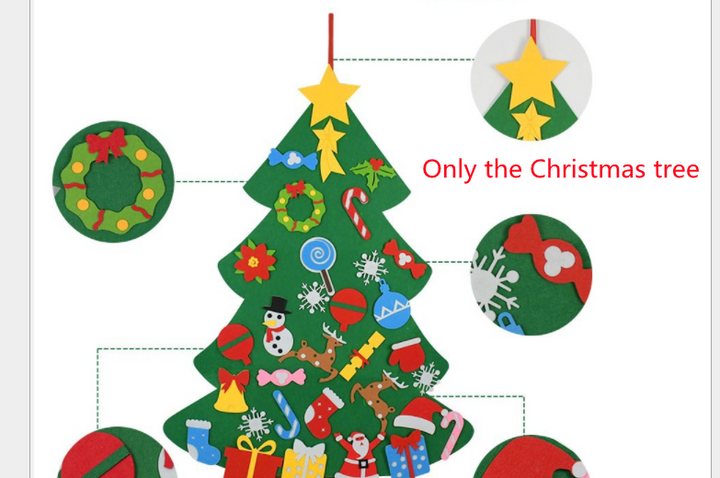 Green felt Christmas tree with colorful felt ornaments