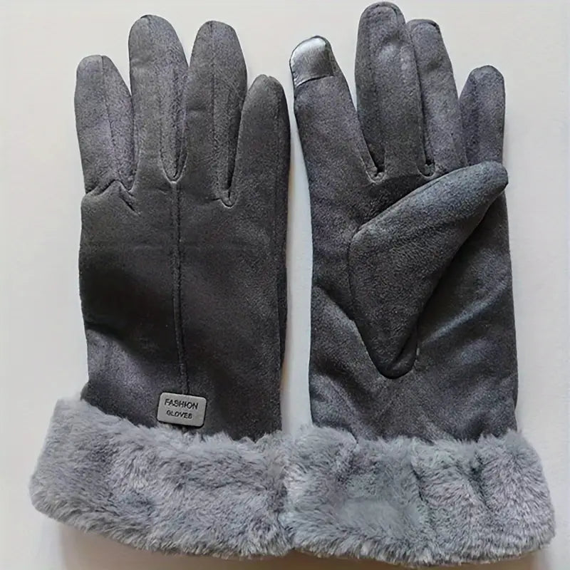 Colverro™ Velvet-Lined Suede Winter Gloves with Plush Cuff